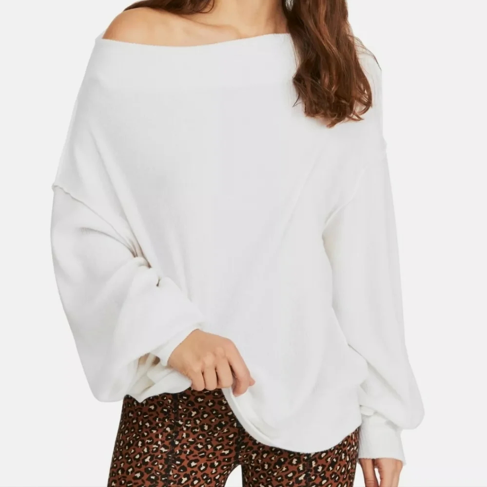 Free People White Main Squeeze Hacci Shirt S/M NWT - Picture 3 of 9